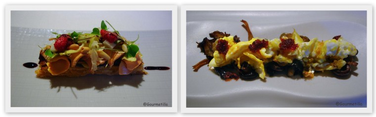 Coca foie y Huevos setas