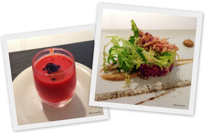 Gazpacho y Tartar cecina con foie