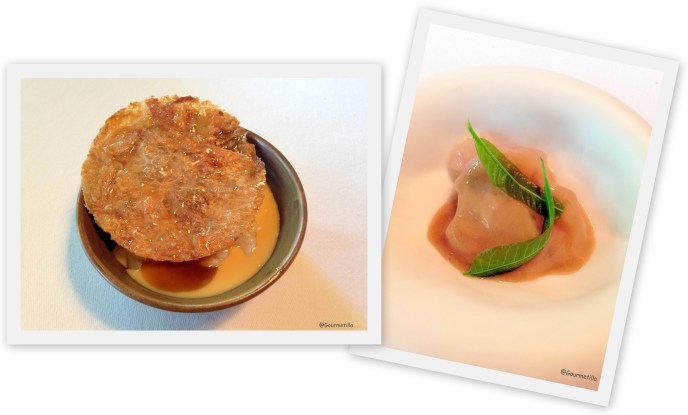 Crema catalana y Botones gelatinosos bacalao